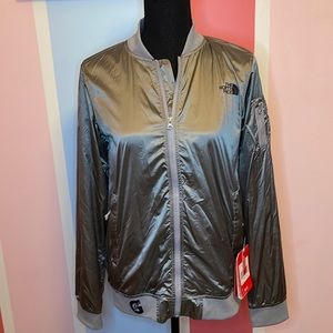 Silver north face jacket